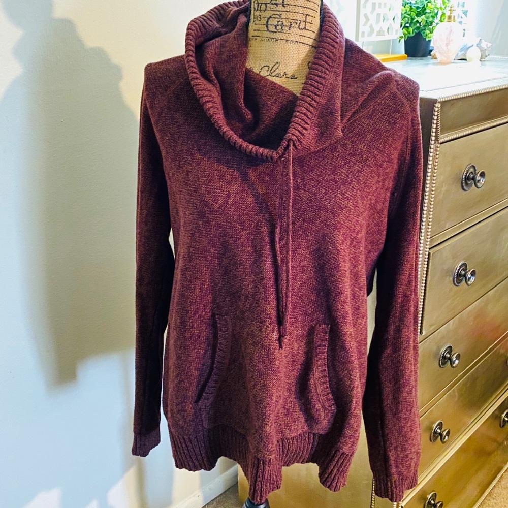 RALPH LAUREN BURGUNDY COW-NECK SWEATER